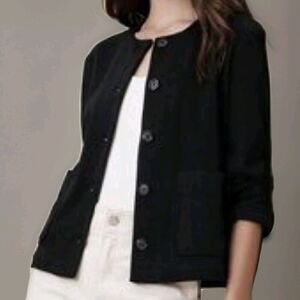 NWT BANANA REPUBLIC Boucle Collarless Jacket Women’s Petite S Black